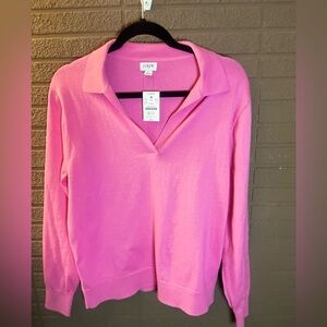 J. Crew V-Neck Sweater in Vibrant Pink